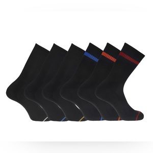 DOCKERS Mens Socks Crew Cushioned Breathable 6 Pair Shoe Size 6-12.5 Black